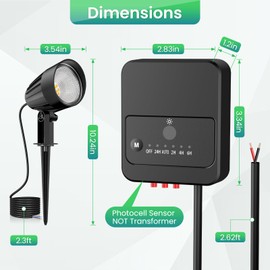 ZZXX Low Voltage Landscape Lighting 12W LED Outdoor Spotlight 1200LM Landscape Lights Warm White with Photocell Sensor IP66 Waterproof AC/DC 12V-24V for Yard Garden Pathway (8 Pack)