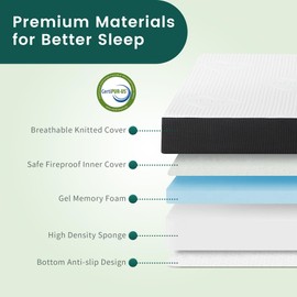 Zyerch 6 Inch Twin Size Memory Foam Mattress with Cooling Gel for Kids Medium Firm, Removable and Waterproof Cover, Airflow, Pressure Relief for Bedroom, RV, Mattress in A Box, Twin Size
