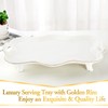 DUJUST Porcelain Serving Tray with Handles, Luxury British Style Coffee