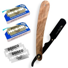 Kazakiri Natural Wood Touching Deep Shaving Razor [Supervised by a Professional Barber] Shaving, Face Shaving, 40 Blades (20 Blades), Western Razor, Men's