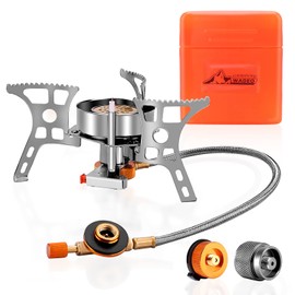 WADEO 3900W Windproof Camping Stove, Camping Gas Stove with Piezo Ignition, Backpacking Stove Portable Camping Stove with Two Fuel Canister Adapter for Outdoor Backpacking Hiking and Picnic