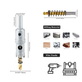 Luomorgo 5/8" 16mm TCT Carbide Hole Saw Tungsten Carbide Tipped Hole Cutter with 2 Pcs Titanium-Plated Pilot Drill Bit for Metal Iron Steel Wood Plastic