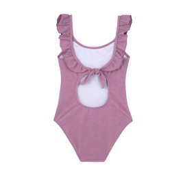 Gottex Girls Kids Textured Square Neck Ruffle One Piece Swimsuit Chlorine Fade Resistant and Built-in UPF UV 50+ Protection, Pink