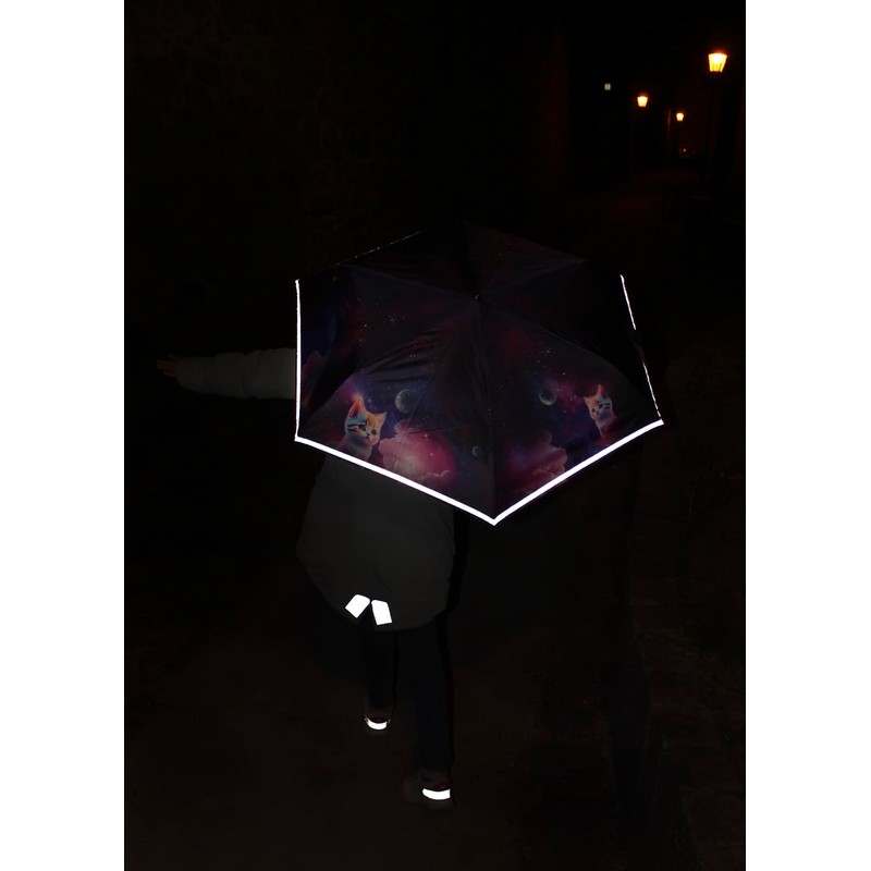 Knirps children's compact umbrella with reflective trim.