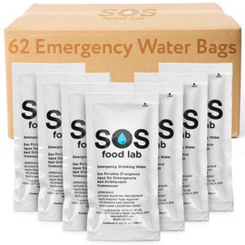 S.O.S. Emergency Water 5 year shelf life - 62 Individual 4.22 Oz Packets (With Tips)
