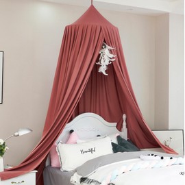 Kids Bed Canopy Girls Canopy for Crib Canopy Nursery Canopy Hanging Canopy Blocking Light Canopy Reading Canopy (Rose Red)