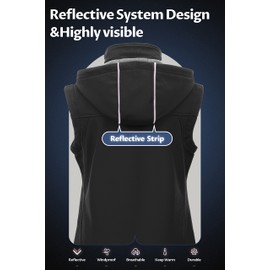 CREATMO US Women's Hooded Vest Outerwear With Zip Up Hidden Pockets Sleeveless Jacket For Running Hiking Golf Dark Grey M