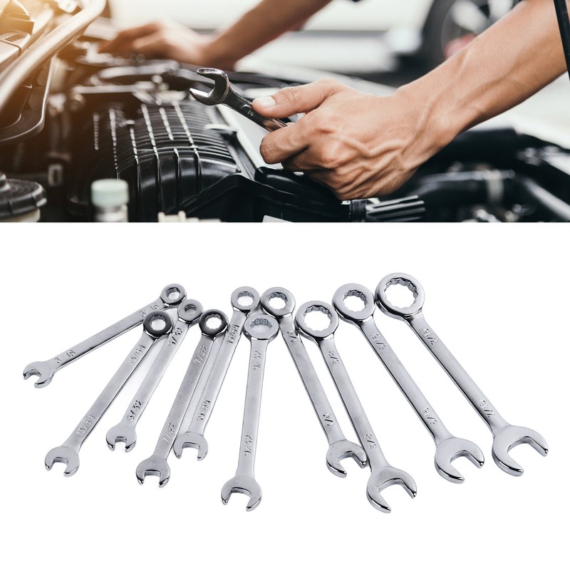 10PCS Mini Combination Wrench Set Steel Inch Open End Small