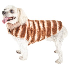 Pet Life Luxe 'Tira-Poochoo' Tiramisu Patterned Mink Dog Coat Jacket