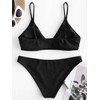 ZAFUL Women's Solid Spaghetti Strap Bralette Bikini Set Two Piece
