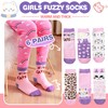 ANTSANG Kids Girls Toddlers Fuzzy Grips Socks with Grippers Non
