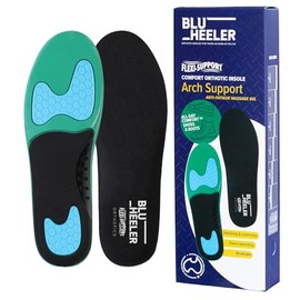 Blu Heeler Comfort Orthotic Insoles Arch Support Anti-Fatigue Massage Gel (45-46)