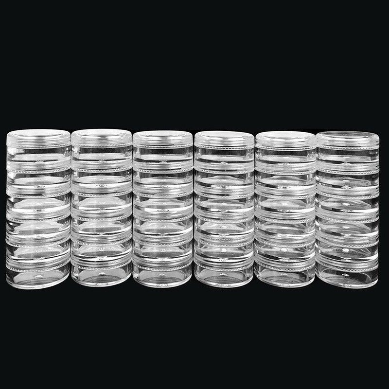 Beauticom® 5G/5ML Empty Round Transparent Stackable Plastic Embellishment Bead Glitter