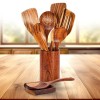 Kitchen 9 Piece Natural Teak Wooden Kitchen Utensil Set with