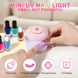 MEKK Mini UV Light for Gel Nails,18W Single Finger UV LED Nail Lamp,Portable Small Professional Flash Cure Lamp,Compact Design for Home and Salon-Pink