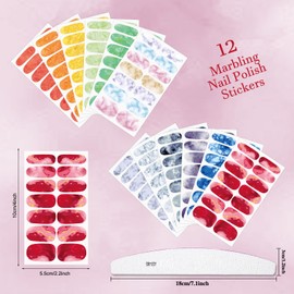 XEAOHESY 12 Sheets Marbling Nail Polish Strips Stickers Self-Adhesive Marbled Nail Wraps for Short Nails Mable Nail Stickers Full Nail Wraps for Women Nail Art（Style-d）
