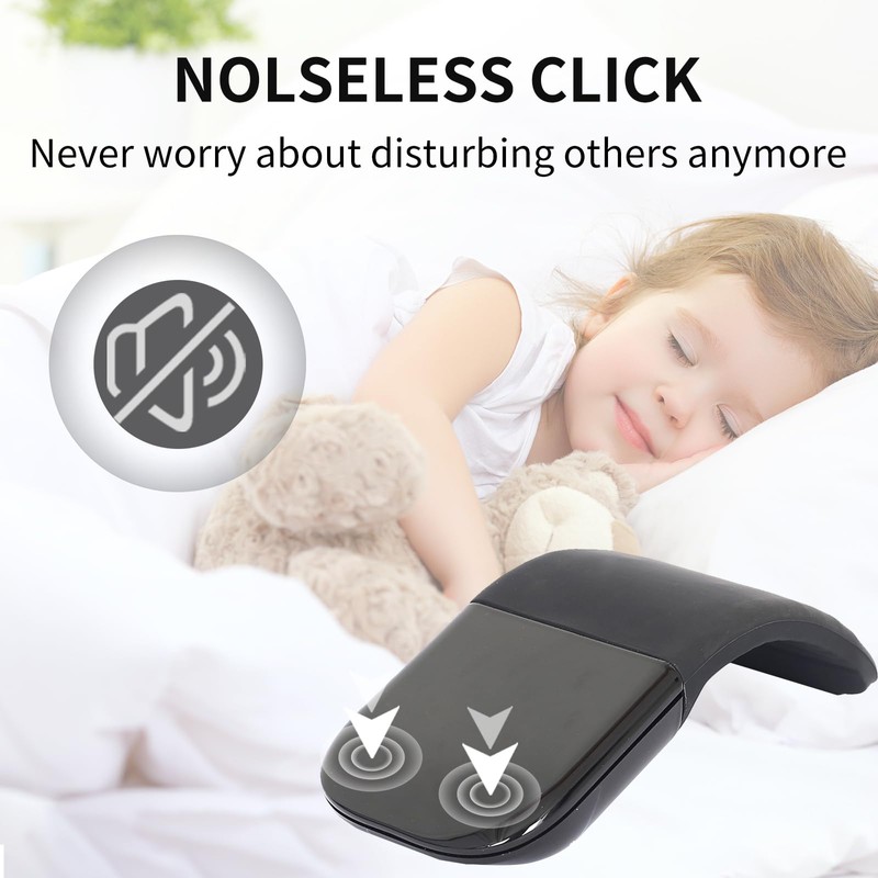 GlowarcPro Bluetooth Arc Touch Mouse, Portable Folding Travel Mouse whitout