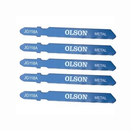 OLSON Jigsaw Blades, 5-Piece, 3 inch 21TPI, T-Shank, Straight Cuts in Metal (JG118A)
