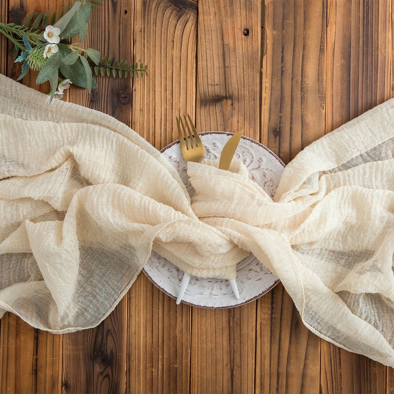 Aoksunova Muslin Wedding Table Runner, Beige, 4 m x 80