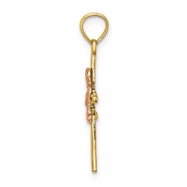 Unbranded 10K Two-tone Gold 2-D Boy On Cross Pendant