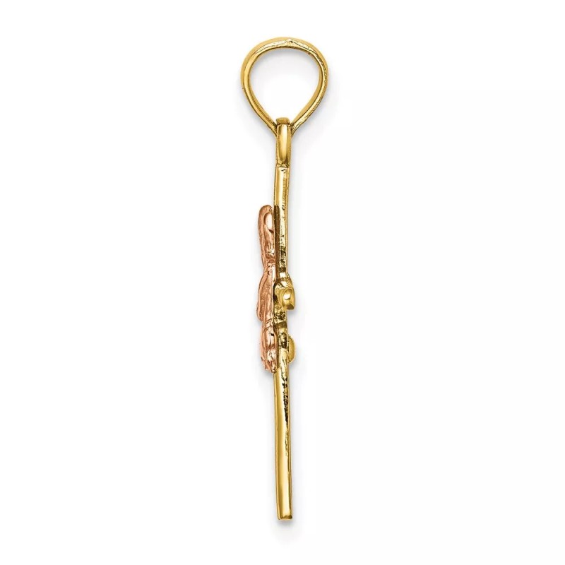 Unbranded 10K Two-tone Gold 2-D Boy On Cross Pendant