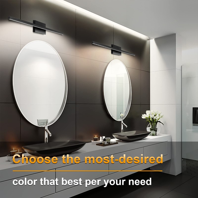 NIORSUN 31.5 inch Black Bathroom Vanity Light,18W 5CCT Dimmable LED