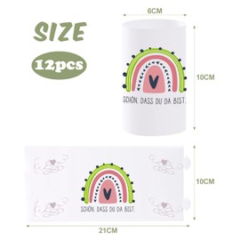 Lantern Decoration, Pack of 12 Mini Table Lights, Candles Decoration as Table Decoration for Boys and Girls, Communion, Confirmation, Christening, Wedding, Birthday, Tea Lights, Rainbow, Approx. 6.0 x