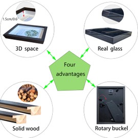 Dohomi 2 Pack Shadow Box Frame 8x10 Shadow Box Display Case Black Picture Frame Glass Surface Internal Depth 0.6 inch for Wall Or Tabletop