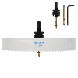 Mollom (228.5mm | 9") HSS M42 with 8% Cobalt BI-Metal Hole Saw with 2 Pilot Drill Bits & Arbor Smooth Cutting for PVC,Drywall,Wood,Plastic,Gypsum Board,Rubber