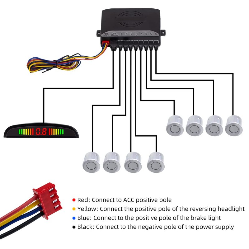 Parking Aid with 8 Front Rear Parking Sensors with Buzzer