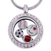 RUBYCA Themed Round Locket Necklace Crystal Birthstone Living Memory Floating