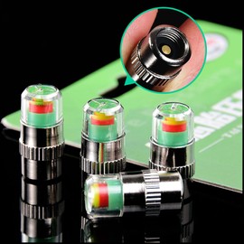 ANKI HAPPIGO 4Pcs 32-to-35 PSI Car Tire Pressure Monitor Valve Stem Caps Sensor Indicator Easy to Read 3 Color Eye Alert