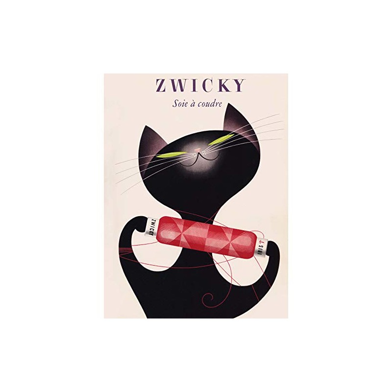 Bumblebeaver ADVERTISING ZWICKY COTTON SWITZERLAND BLACK CAT REEL THREAD COOL