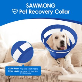 SAWMONG Soft Dog Cones for Small Dogs, Cone for Dogs to Stop Licking, Adjustable Elizabeth E-Collar for Dog After Surgery Alternative, Comfy Pet Recovery Collar (S,Blue)