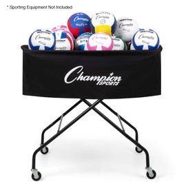 Champion Sports Volleyball Cart with Wheels, Holds up to 40 Balls - Collapsible, Portable Ball Storage with Sturdy Aluminum Frame, Hammock Style Bag - Premium Volleyball Equipment and Accessories