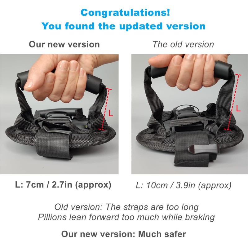 Pelucton Motorcycle Pillion Grab Handles, Universal Motorcycle Passenger Safety Belt,