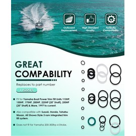 Tilt Trim Seal Kit 1997 & Up 115225FS Fast Strike Power for Yamaha Boat Power Units 115HP 150HP 175HP 200HP (Some 225HP 250HP) Showa & 63P-43800-00-4D 64E-43822 with More O-Ring
