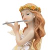 Flower Fairy Playing Flute Figurine Elegant Angel Statue Resin Desk