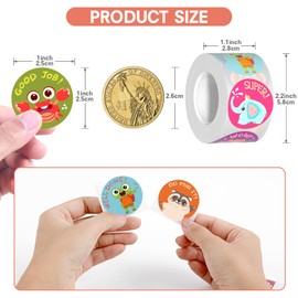 1000 PCS Incentive Stickers for Kids,1 Inch Animal Reward Stickers in 16 Designs.Teacher Supplies for Classroom,Potty Training Stickers,Encouraging Stickers,Motivational Stickers