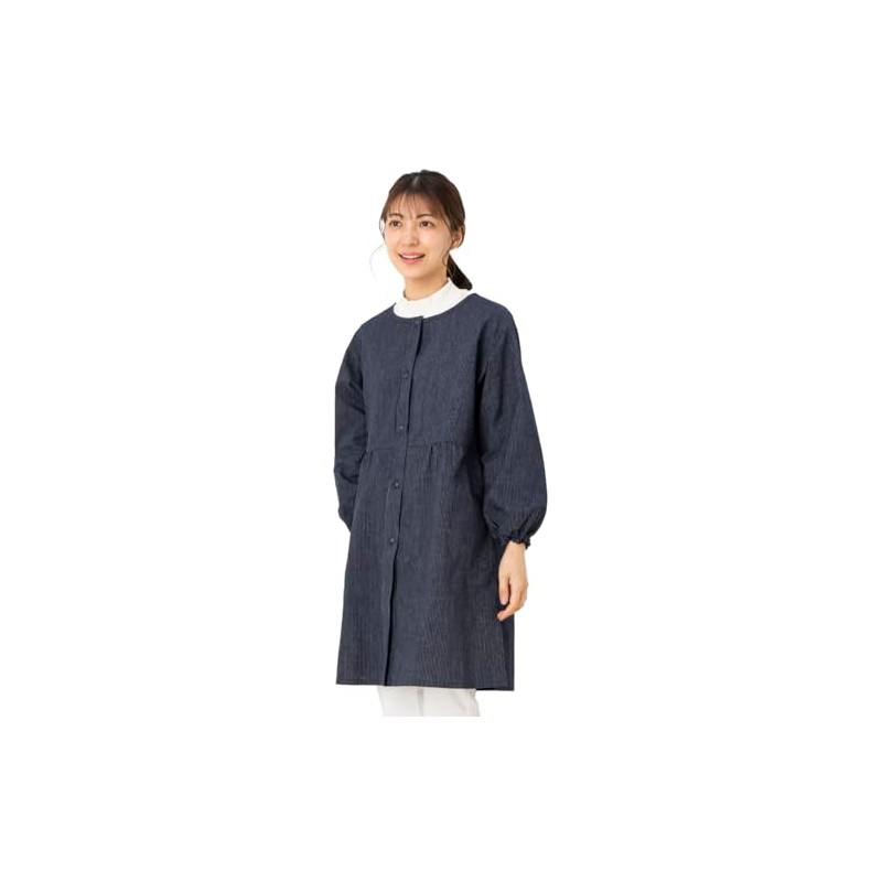 Kurume Woven Apron with Front Button, Japanese Pattern -