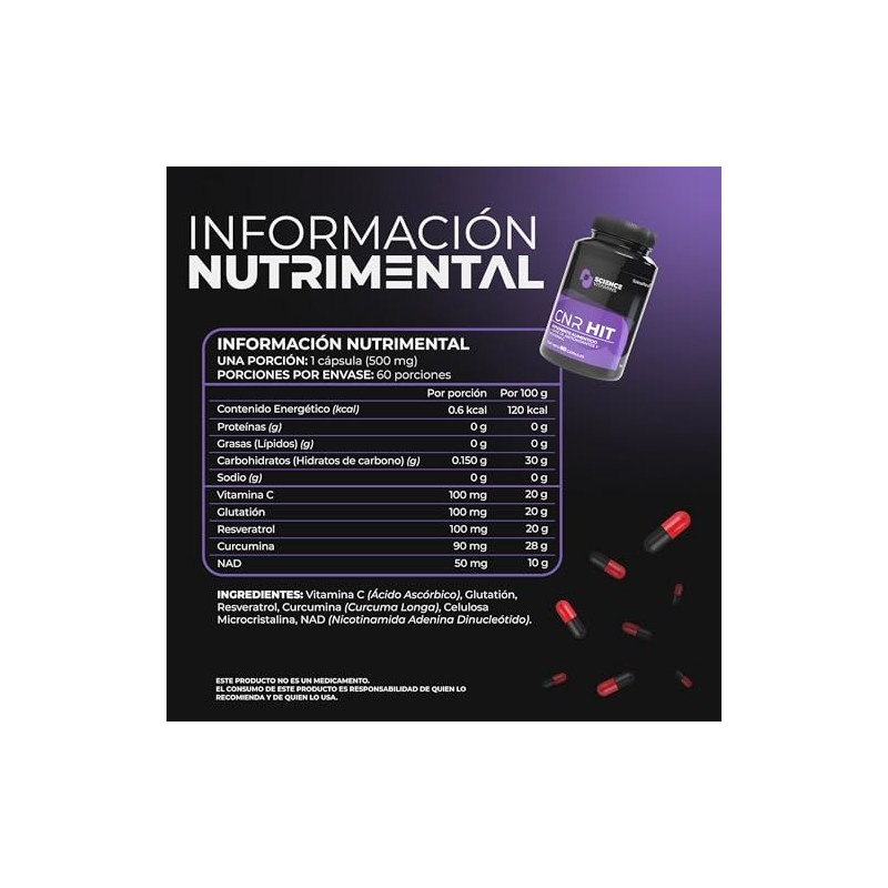 CNR HIT | Glutatión, Trans-Resveratrol, Curcumina y NAD | 60