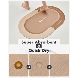 MontVoo Bath Mat-Bathroom Mat Bathroom Rug Absorbent Non Slip Quick Dry Stain Resistant Bath Mat Rug for Bathroom Floor Bathmat-Easy Care Shower Rug for Outside Bathtub Shower Room 17"x27" Brown