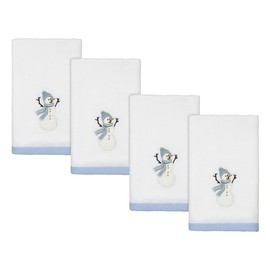 Avanti Linens Fingertip Towel, 100% Cotton Velour, Holiday Decor, Set of Four (Frosty Friends Collection)