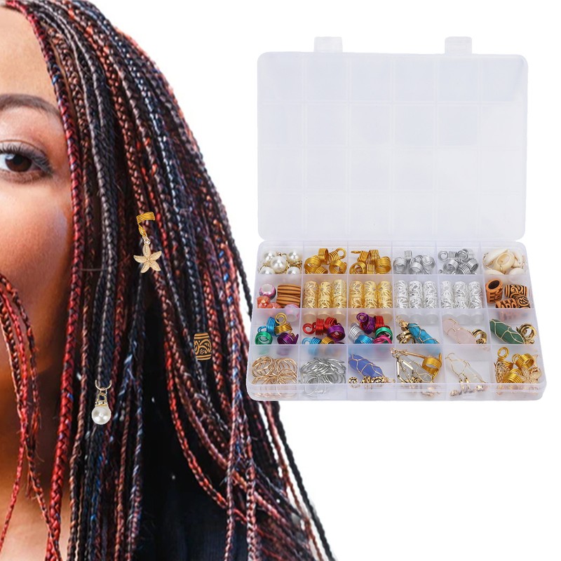 129pcs Dreadlocks Hair Rings Alloy Exquisite Shapes Hair Braiding Cuffs