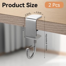 Pack of 2 Table Hooks, Bag Holder for Table, Bag Holder, Table, Handbag Holder, Table Hooks, Handbag Holder, for Table, Iron, Bag Hooks, for Table, Adjustable, for School, Bedroom Tables