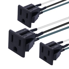 weideer 3Pcs 3 Pins US Power Socket Plug Panel 15A 125V AC Panel Mount Outlet Industrial Plug Female Connectors Adapter With 18AWG Connection line K-019-X