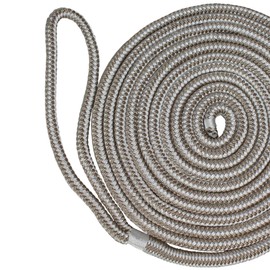 SGT KNOTS Double Braid Nylon Dockline - Long Lasting Marine Ropes for Boats (1/2" x 20ft, 2Pack - Gold/White)