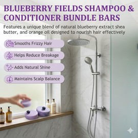 Blueberry Fields Shampoo & Conditioner Bundle, Antioxidant-Rich Hair Care Bundle for Thinning & Dry Hair Volumizing, Deeply Nourishing & Color-Safe - Eco-Friendly, Travel-Friendly & Zero Waste (1 Set)
