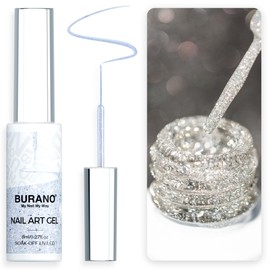 BURANO Holographic Gel Nail Polish Liner Nail Art, Reflective Glitter Painted Gel Nail Design Polish 1 Bottle, Build in Thin Brush Chrome Curing Required 8ml (LX13)