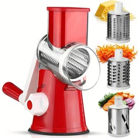 RJP Rotary Cheese Grater & Vegetable Slicer with Three Drum Blades - Versatile Spiraliser & Carrot Grater for Kitchen Efficiency and Easy, Fast Cutting